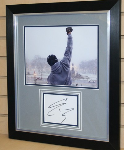 Sly Stallone signed display