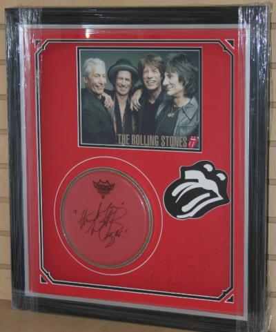 Charlie Watts signed drumskin